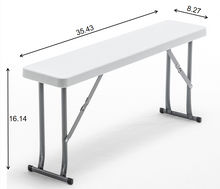 3-Piece set Plastic Portable Folding Beer Picnic Table & two Benches Seats foldable Carrying Handle Heavy Duty White Party RV Patio Dining Event Camping Outdoor Activity Commercial Family Home Garden