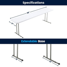 BTExpert 8-Foot 96" long White Plastic Folding Seminar Training Table Portable 18" Wide narrow, 29" High, events indoor outdoor lightweight Commercial Heavy Duty Set of 5