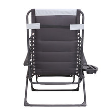 Oversized Padded Zero gravity Chair Recliner Folding Chaise lounge outdoor pool patio beach yard garden Utility XL Anti Gravity lounger, Side Tray Cup Holder, Headrest Pillow (Grey Black)