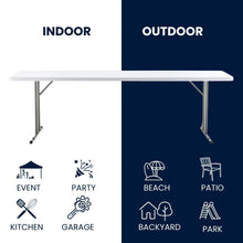 BTExpert 8-Foot 96" long White Plastic Folding Seminar Training Table Portable 18" Wide narrow, 29" High, events indoor outdoor lightweight Commercial Heavy Duty Set of 5