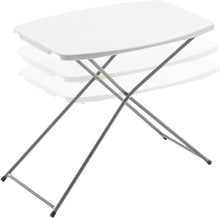 BTExpert Personal Folding Utility Table 2.5ft 29" x 19" Lightweight Adjustable Height Portable Carrying Handle Indoor Outdoor Picnic Camping Office Home Party Convenient Easy to Clean Store Care White