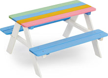 BTExpert Kids Picnic Table Bench for Outdoor, Wooden Table Chair Set Kids Activity Sensory Table - Multicolor