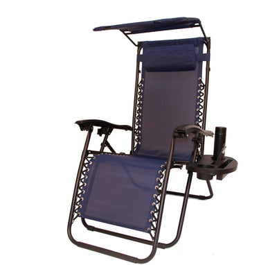 Zero gravity Chair lounge patio Canopy Sunshade blue