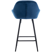 Btexpert Bucket Upholstered Blue Velvet Accent Dining Counter Height Barstools 24 inch Counter Height Set of 2
