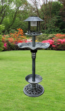 Birdbath Vintage Grey Solar Lighted Pedestal Bird Bath Garden  Fountain Planter Decoration Accents