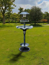 Birdbath Vintage Grey Solar Lighted Pedestal Bird Bath Garden  Fountain Planter Decoration Accents