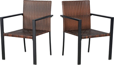 Dark Brown Patio Outdoor Furniture Conversation Sets With Porch Chairs Set Of 2 Chairs?áWicker Bistro Set