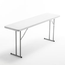 BTExpert 6-Foot - 72" long White Plastic Folding Seminar Training Table Portable 18" Wide narrow, 29" High, events indoor outdoor lightweight Set of 2