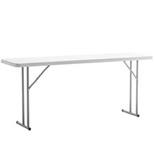 BTExpert 6-Foot - 72" long White Plastic Folding Seminar Training Table Portable 18" Wide narrow, 29" High, events indoor outdoor lightweight Set of 2