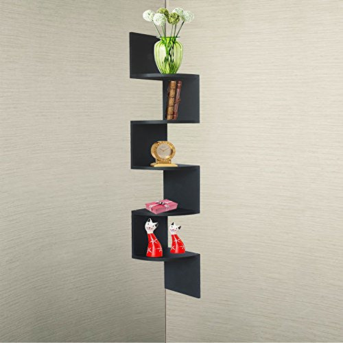 Black Finish Large Corner Zig Zag Wallmount Wall Shelf Decor Btexpert La Habra Brea Wholesale 2969