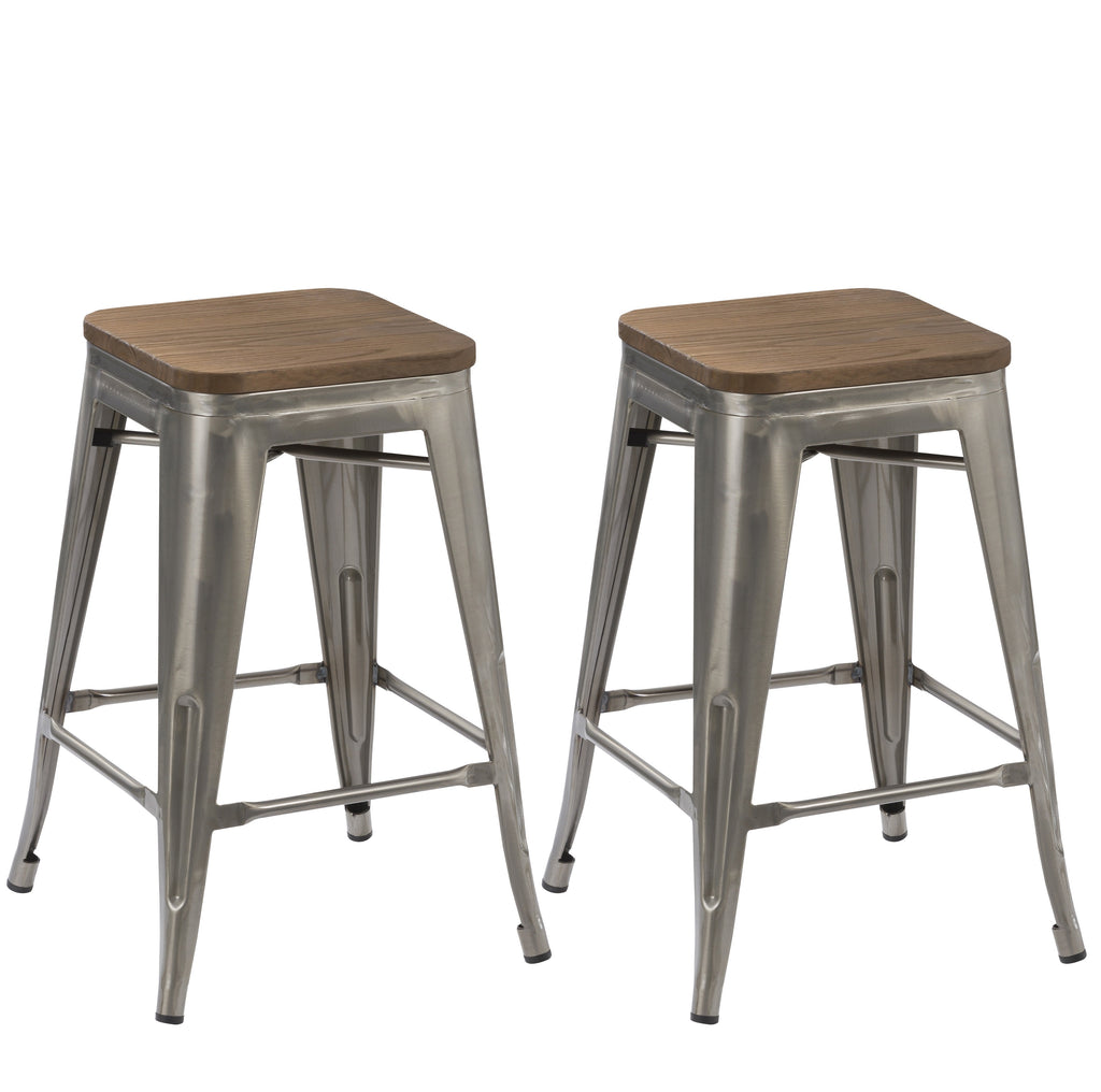 24 Inch Metal Vintage Gunmetal Distressed Bar Stool Modern Wood Top S   AM5003 24MDM 2 1024x1024 