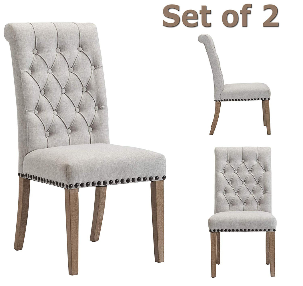 SET OF TWO High Back Tufted Parsons Upholstered Padded Dining Room Cha –  BTExpert