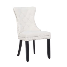 BTExpert White High Back Velvet Tufted Upholstery, Solid Wood Nail Trim, Ring Dining Chair