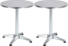 BTExpert Indoor Outdoor 23.75" Round Restaurant Table for Patio Stainless Steel Silver Aluminum Furniture with base Set of 2