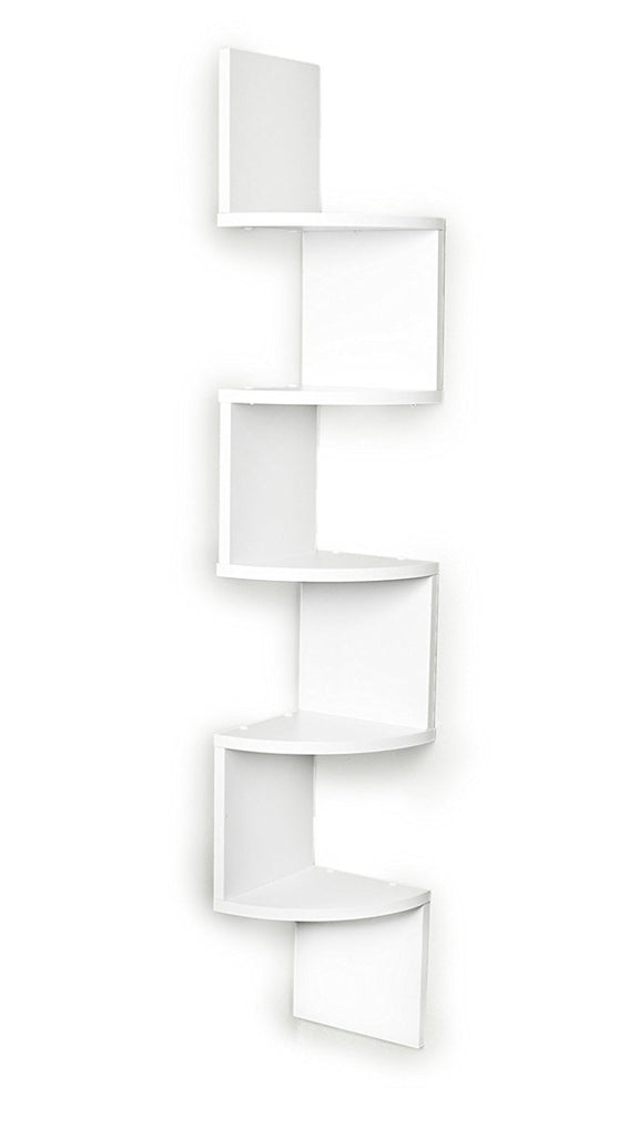 White Finish Large Corner Wall Mount hanging Zig Zag Wallmount Shelf d ...