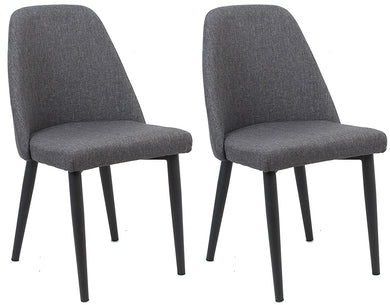 BTExpert Nuha Dining Chairs, Set of 2, Gray upholstery, Dark Metal Legs