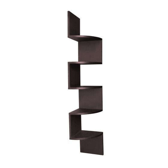 Brown Finish Large Corner Zig Zag Wallmount Wall Shelf decor – BTExpert ...